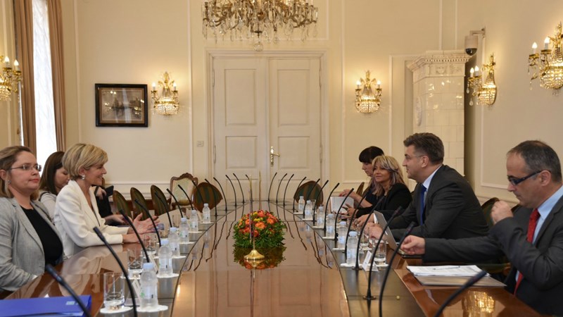 Predsjednik Vlade Plenković primio ministricu vanjskih poslova Australije Bishop